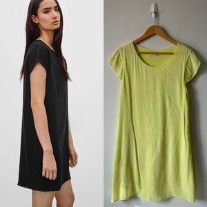 ARITZIA Wilfred Free Neon Yellow Short Cap Sleeve Shift Dress Sz M